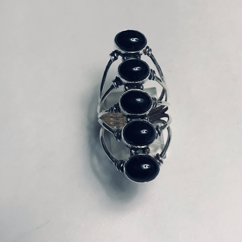 Black Onyx Stamped 925 Sterling Silver Ring 111$